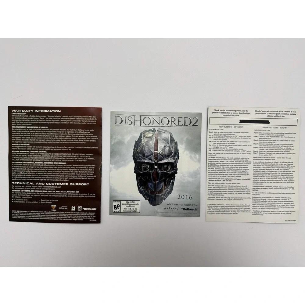 DOOM (Sony‎ PlayStation 4, 2016) Complete CIB Case Disc Inserts Reversible Cover
